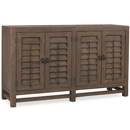 "Open and Closed Case" Storage Cabinet with 4 Louvered Doors and 2 Tray Drawers
